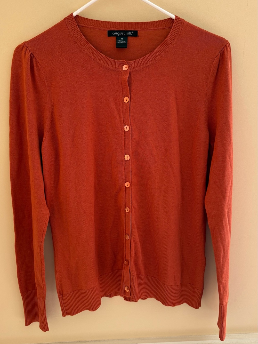 August Silk Womens Burnt Orange Button Front Cardigan Sweater Size Medium